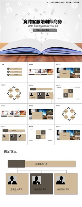 竞聘客服培训师商务PPT模板